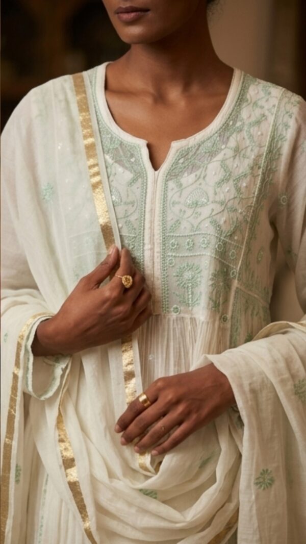 rn-image_picker_lib_temp_36470a3a-2c73-4f5b-a291-cfd2ec8cdd77.jpg Handmade Lucknow Chikankari Gown with Dupatta - Global Delivery | Nuvàne
