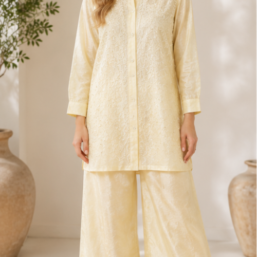 rn-image_picker_lib_temp_bd412a2e-36af-46fd-802b-95e17dfc0871.png Handmade Lucknow Chikankari Butter Yellow Muslin Co-ord Set - Global Delivery | Nuvàne