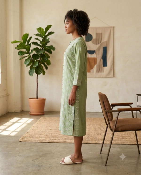 rn-image_picker_lib_temp_e435a868-6ded-4859-8977-62c720282731.png Handmade Lucknow Chikankari Modal Long Kurti - Global Delivery | Nuvàne